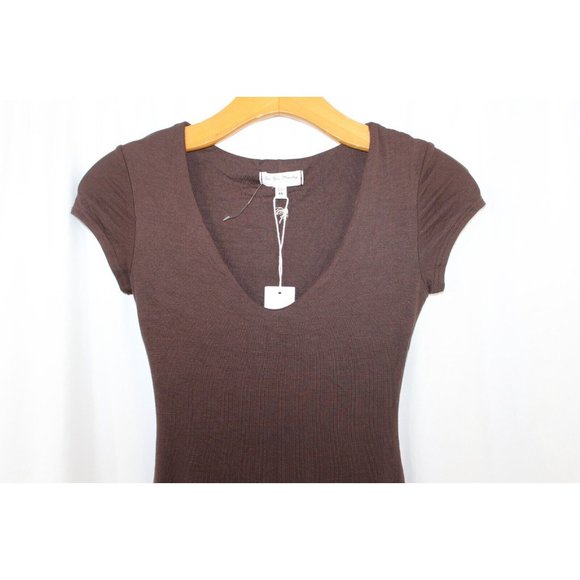 NWT See You Monday Womens Juniors Brown Short Sleeve Stretch Dress XS - Picture 2 of 5